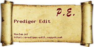 Prediger Edit névjegykártya